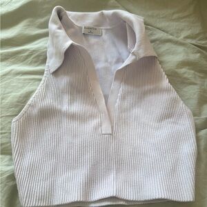 Aritzia light purple  Ribbed Cropped Polo top